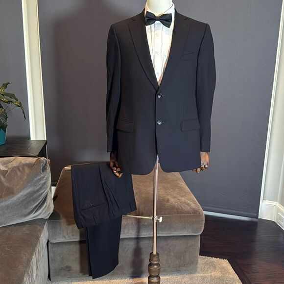 Men’s Z Zenga Pinstripe Wool Blend 2 Piece Suit 2 Button 40 Jacket 32 Pants - Picture 1 of 16